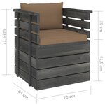 vidaXL Fauteuil de jardin avec coussins Bois de pin