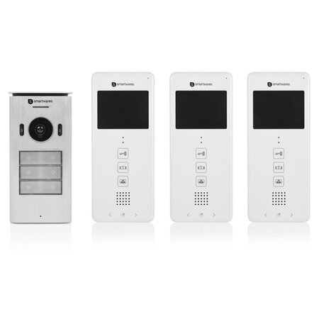 Smartwares Système d'interphone vidéo 3 appartements 20 5x8 6x2 1 cm