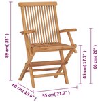 vidaXL Chaises de jardin et coussins vert lot de 4 Bois de teck massif