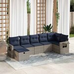 vidaXL Salon de jardin avec coussins 7 Pièces gris résine tressée
