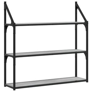 vidaXL Étagère murale 3 niveaux sonoma gris 80x21x78 5 cm