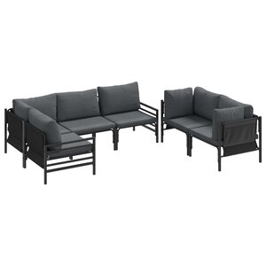 vidaXL Ensemble de canapé de jardin avec coussin 6 Pièces Noir Acier