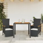 vidaXL Ensemble à manger de jardin avec coussins 3 Pièces Noir