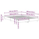 vidaXL Cadre de lit Chêne noir 203 x 143 x 25 cm Bois d'ingénierie