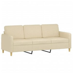 vidaXL Canapé à 3 places Crème 180 cm Tissu