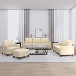vidaXL Ensemble de canapés 4 Pièces avec coussins Crème Tissu