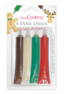 4 Stylos Choco Rouge/Blanc/Vert/Choco 4 X25G