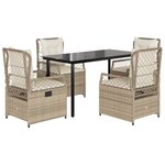 vidaXL Ensemble à manger de jardin avec coussins 5Pièces Beige poly rotin