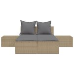 vidaXL Chaise longue double avec coussins beige résine tressée