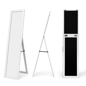Miroir sur pied 37 x 50 x 155 cm avec trois utilisations possibles moderne design en MDF blanc 20_0012881