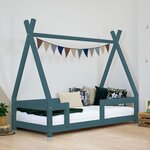 Lit cabane enfant NAKANA 90 x 160 vert pétrole