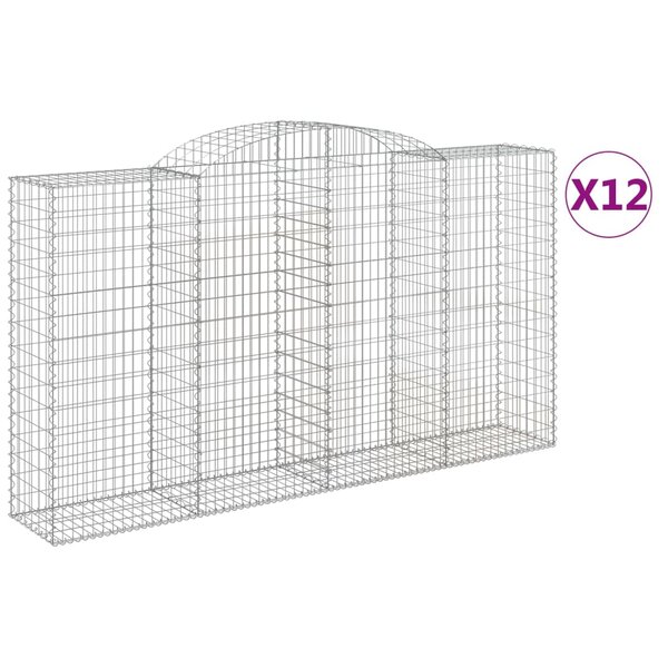 vidaXL Paniers à gabions arqués 12 Pièces 300x50x160/180 cm fer galvanisé