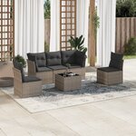 vidaXL Salon de jardin 6 Pièces avec coussins gris résine tressée