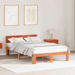 vidaXL Cadre de lit Marron 140 x 190 cm Bois de pin massif