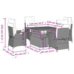 vidaXL Ensemble à manger de jardin coussins 5Pièces Noir Résine tressée