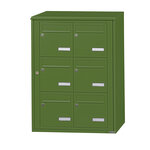 Bloc collectif leabox.com 2x3 grade 3 simple face Extérieur fixation murale Vert mai RAL 6017 finition brillante