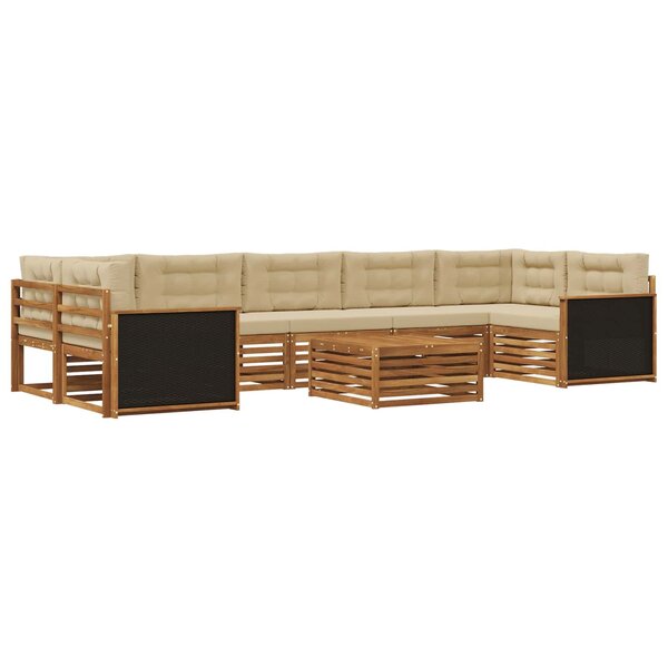 vidaXL Ensemble de canapés d'extérieur 8 pc Naturel et Beige
