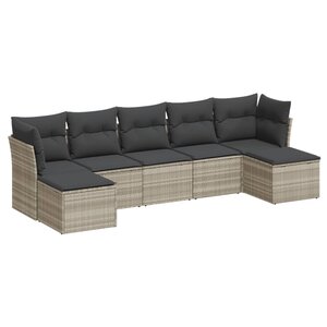 vidaXL Salon de jardin avec coussins 7 Pièces gris clair résine tressée