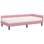 vidaXL Cadre de lit d'angle avec matelas Autre 2 Pièces Gris Velours