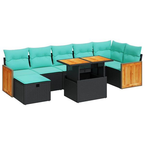 vidaXL Salon de jardin avec coussins 8 Pièces gris résine tressée acacia