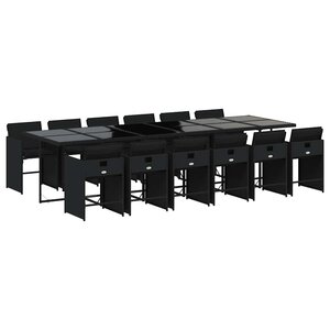 vidaXL Ensemble à manger de jardin 13 Pièces coussins noir résine tressée