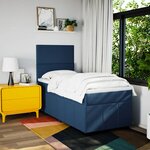 vidaXL Sommier à lattes de lit avec matelas Bleu 100x200 cm Tissu