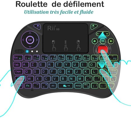 Mini clavier rétroéclairé 3mode avec pavé tactile et souris, mini