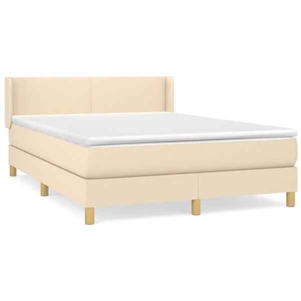 vidaXL Sommier à lattes de lit avec matelas Crème 140x190 cm Tissu