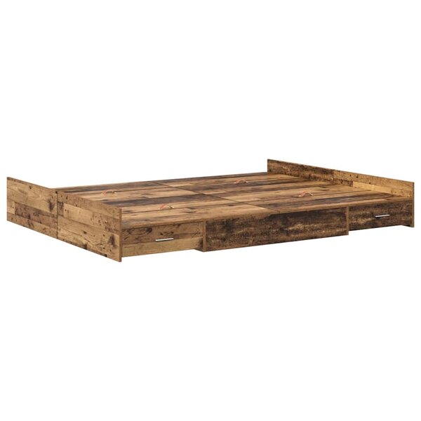 vidaXL Cadre de lit avec rangement Bois ancien 140 x 200 cm