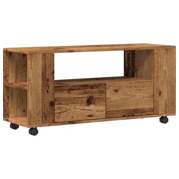 vidaXL Meuble TV avec roulettes vieux bois bois d'ingénierie