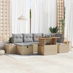 vidaXL Ensemble de canapé de jardin 7 Pièces Beige Poly rotin