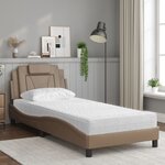 vidaXL Lit Viana avec matelas cappuccino 90x200 cm similicuir