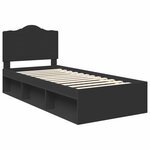 vidaXL Cadre de lit avec tête de lit Noir 100 x 200 cm Pin massif