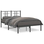vidaXL Cadre de lit métal avec tête de lit noir 120x190 cm