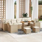 vidaXL Ensemble de canapé de jardin 10 Pièces Beige polyrotin