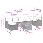 vidaXL Ensemble de canapé de jardin avec coussin 8 Pièces Noir Poly rotin