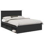 vidaXL Cadre de lit Noir 150 x 200 cm Bois de pin massif