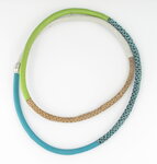 Bracelet / collier en cuir tons bleu vert