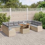 vidaXL Ensemble de canapé de jardin 11 Pièces Beige Poly rotin