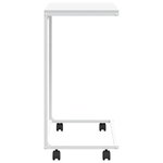 vidaXL Table d'appoint avec roues Blanc 55x35x70 cm Bois d'ingénierie