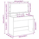 Coiffeuse vidaXL avec lumières LED Chêne Noir 100x41x135 cm