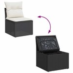 vidaXL Salon de jardin avec coussins 7 Pièces noir résine tressée acacia