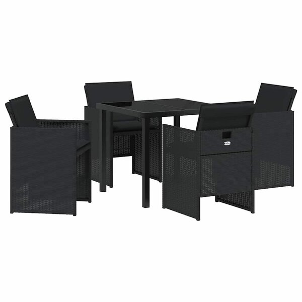 vidaXL Ensemble de salle à manger pour jardin 5 Pièces Noir polyrotin