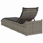 vidaXL Chaise longue pliante coussin et rangement gris résine tressée