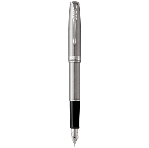 PARKER Sonnet Stylo plume  acier inoxydable  Plume moyenne  encre noire  Coffret cadeau