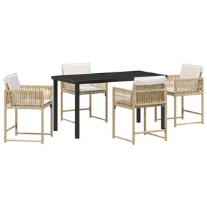 vidaXL Ensemble de salle à manger pour jardin 5 Pièces Beige polyrotin