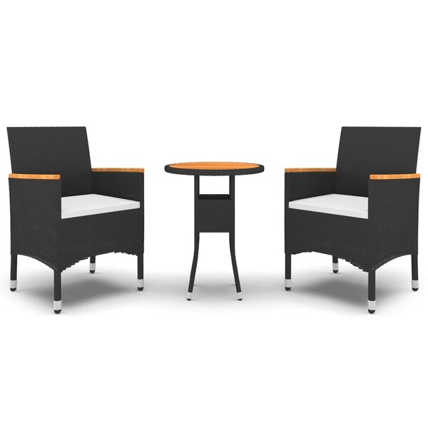 vidaXL Ensemble à manger de jardin 3 Pièces Résine tressée Noir