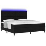 vidaXL Lit à ressorts avec matelas avec LED Noir 200 x 200 cm tissu