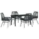 vidaXL Ensemble de salle à manger de jardin avec 5 pièces et coussins en poly rotin noir.