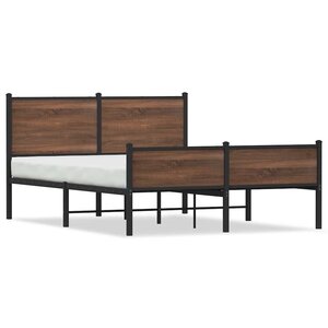 vidaXL Cadre de lit en métal sans matelas chêne marron 150x200 cm